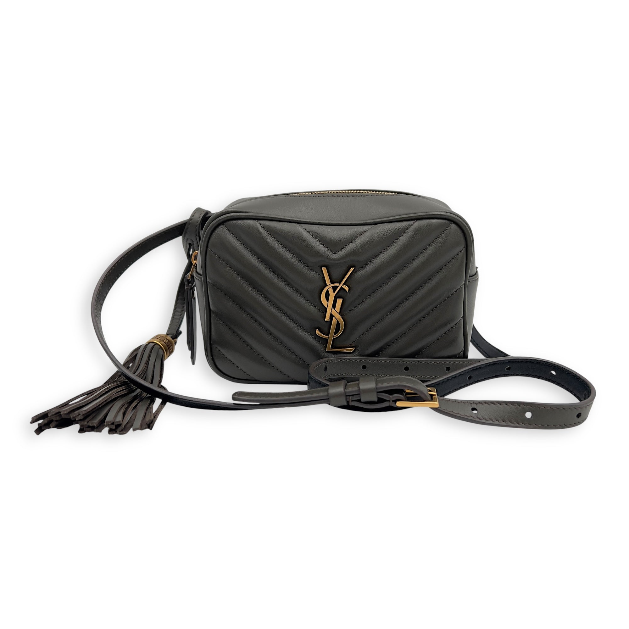 Saint Laurent Lou Belt Bag Green in Calfskin, Gold hardware_5