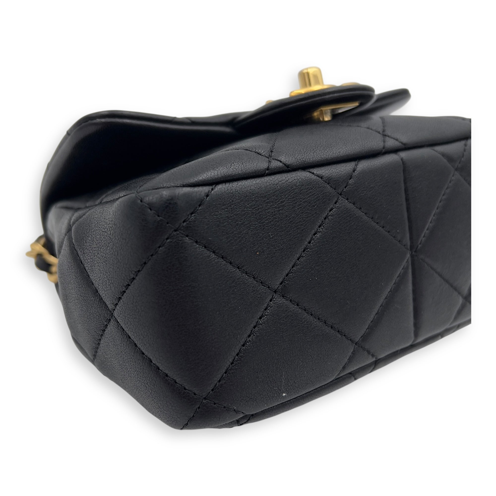 Chanel CC Flap  Top Handle Bag Black in Calfskin, Gold hardware_9