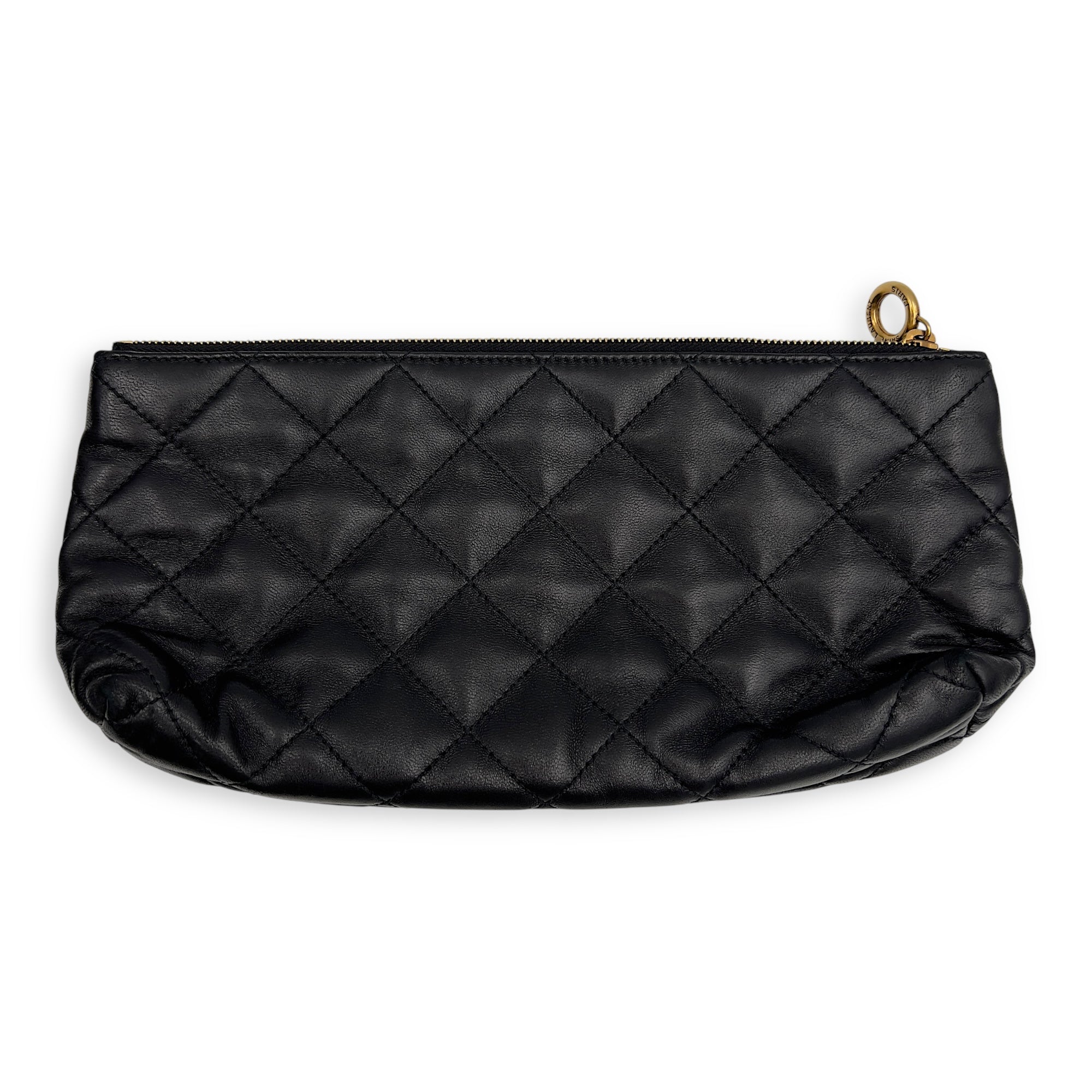 Saint Laurent ICare Black Tote Bag in Lambskin, Gold hardware_9