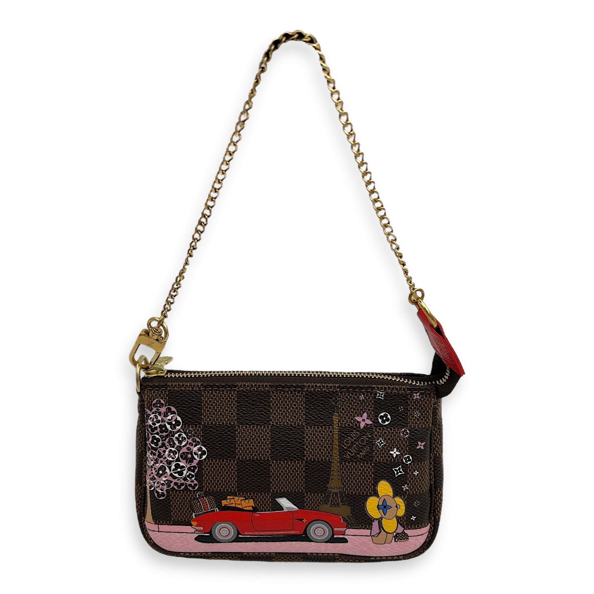 Louis Vuitton Pochette Accessoires Mini Brown Pouch in Coated Canvas, Gold hardware_5