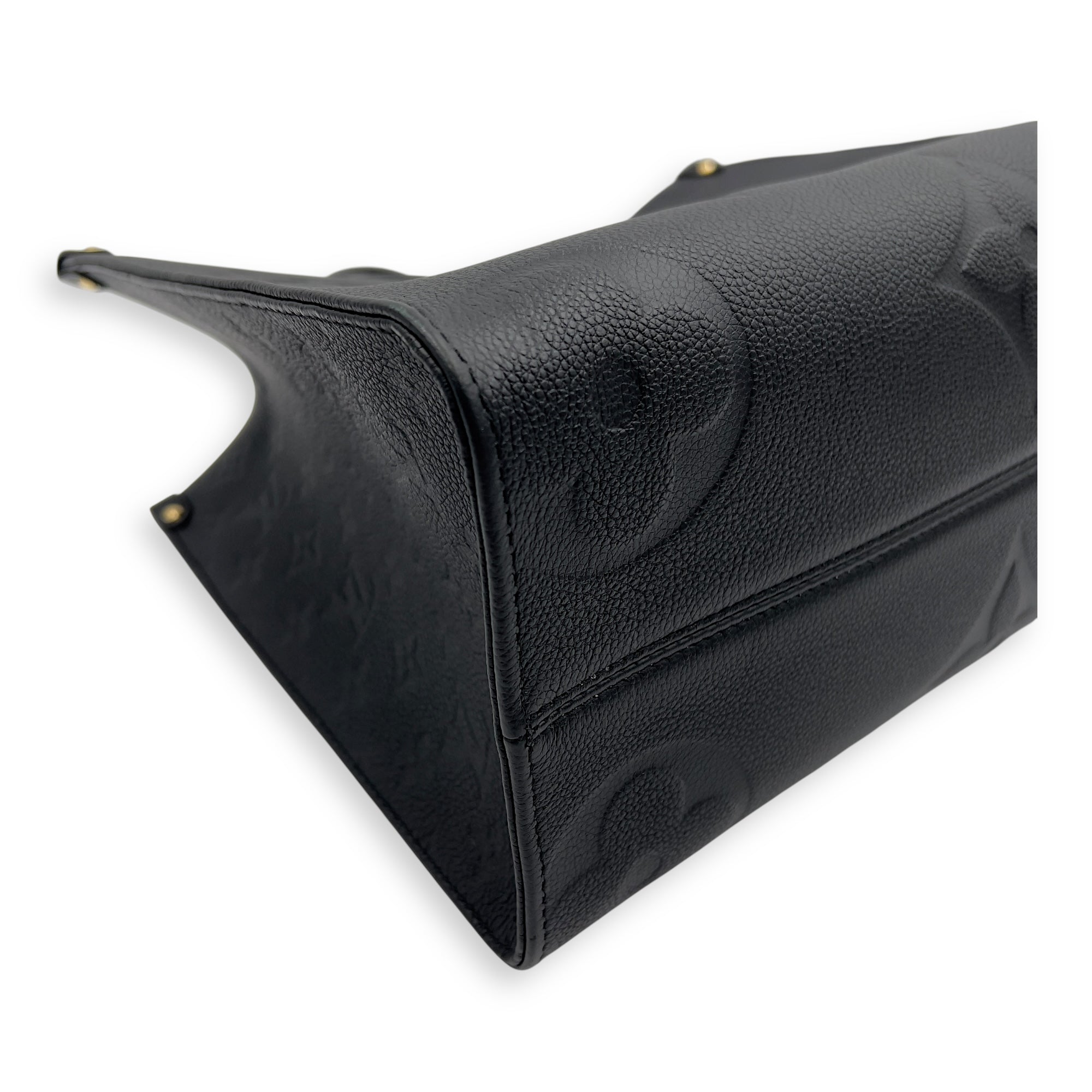 Louis Vuitton OnTheGo MM Black Top Handle Bag in Empreinte Leather, Gold hardware_9