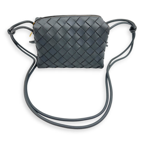 Bottega Veneta Loop Crossbody Bag Grey in Calfskin, Gold hardware_5