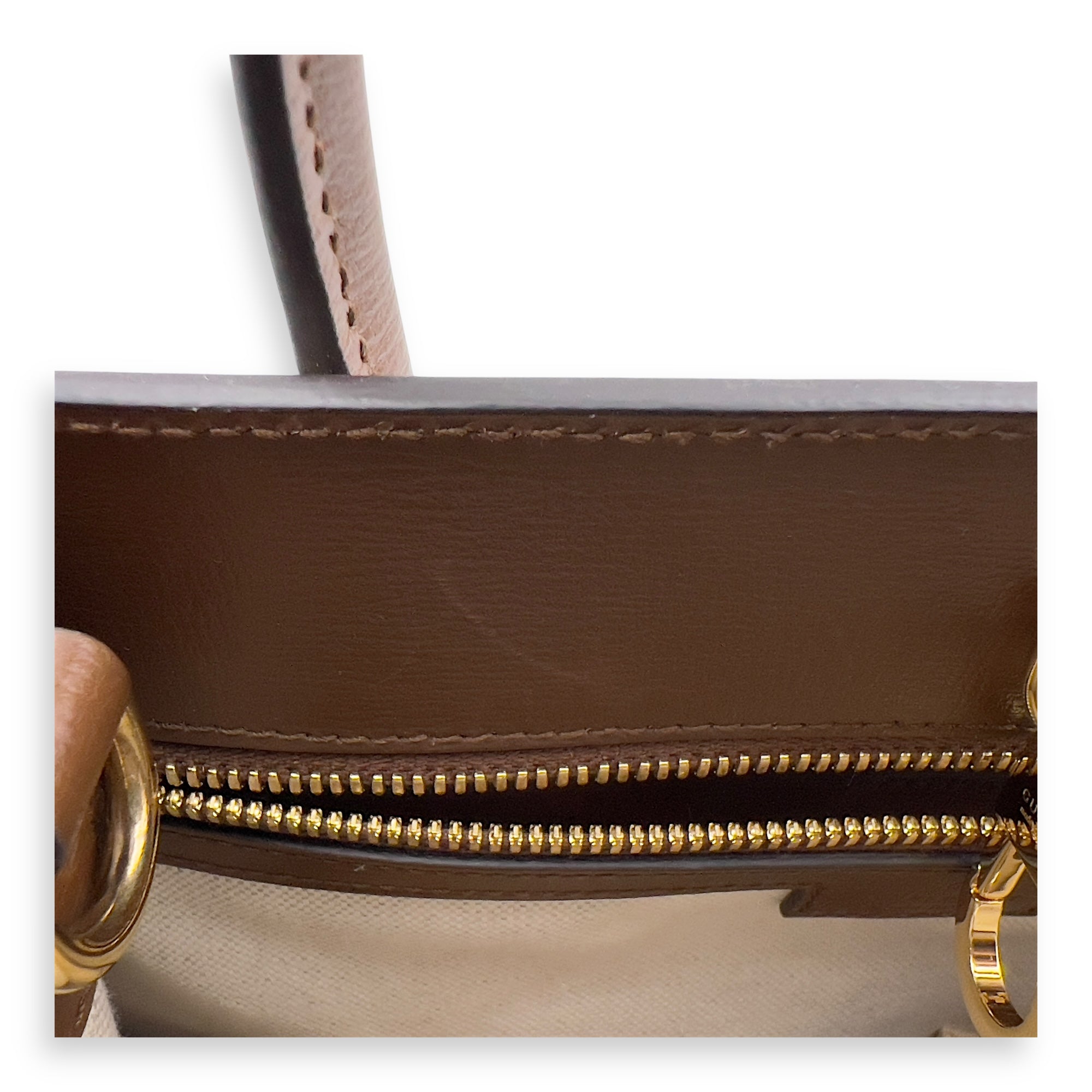 Gucci GG Top Handle Bag Brown in Coated Canvas, Gold hardware_9