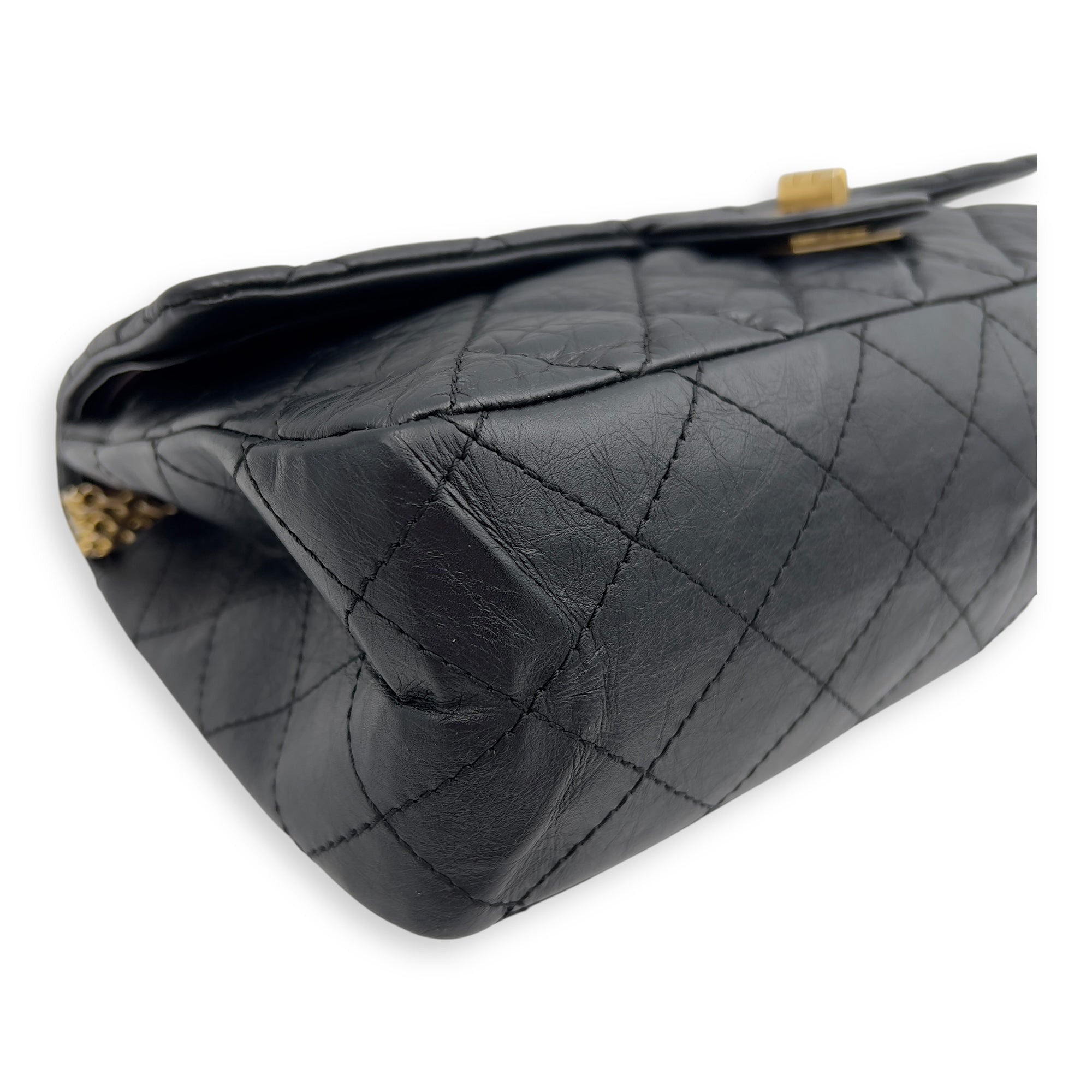 Chanel 2.55 Shoulder Bag 27 Black in Calfskin, Gold hardware_9