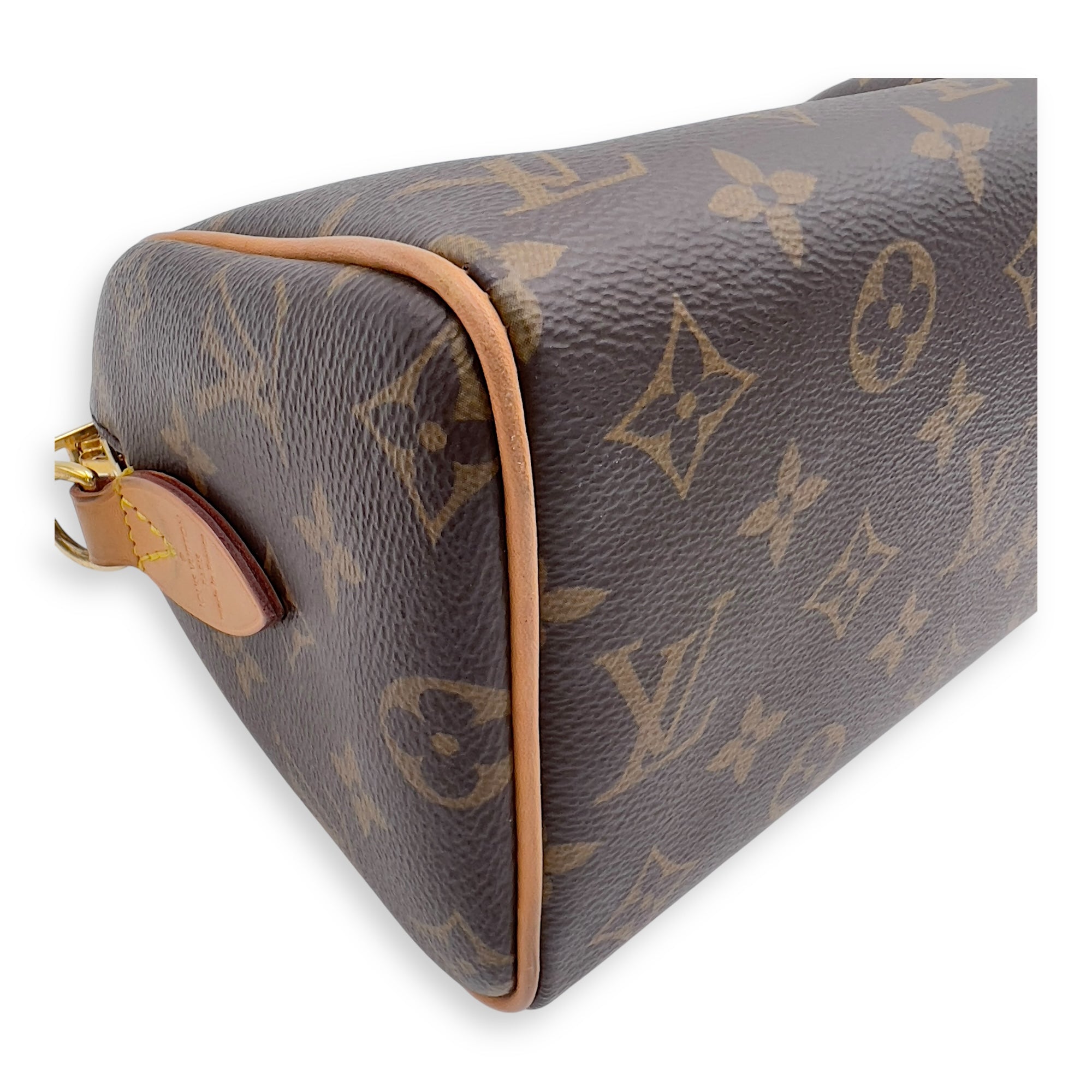 Louis Vuitton Speedy Bandouliere Top Handle Bag 20 Brown in Monogram Coated Canvas, Gold hardware_7