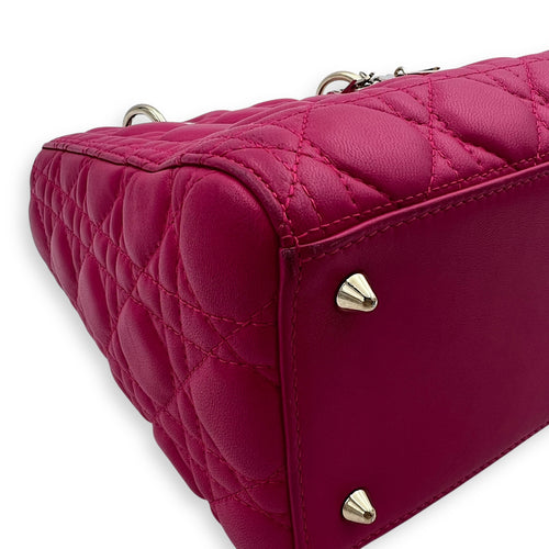 Dior Lady Dior Top Handle Bag Medium Pink in Calfskin, Gold hardware_7