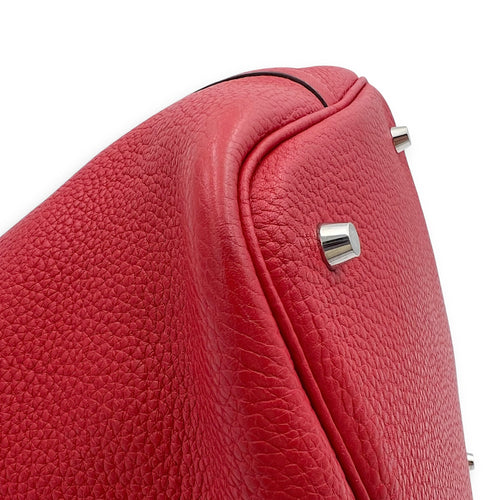 Hermès Picotin 22 Red Bucket Bag in Clemence, Palladium hardware_7