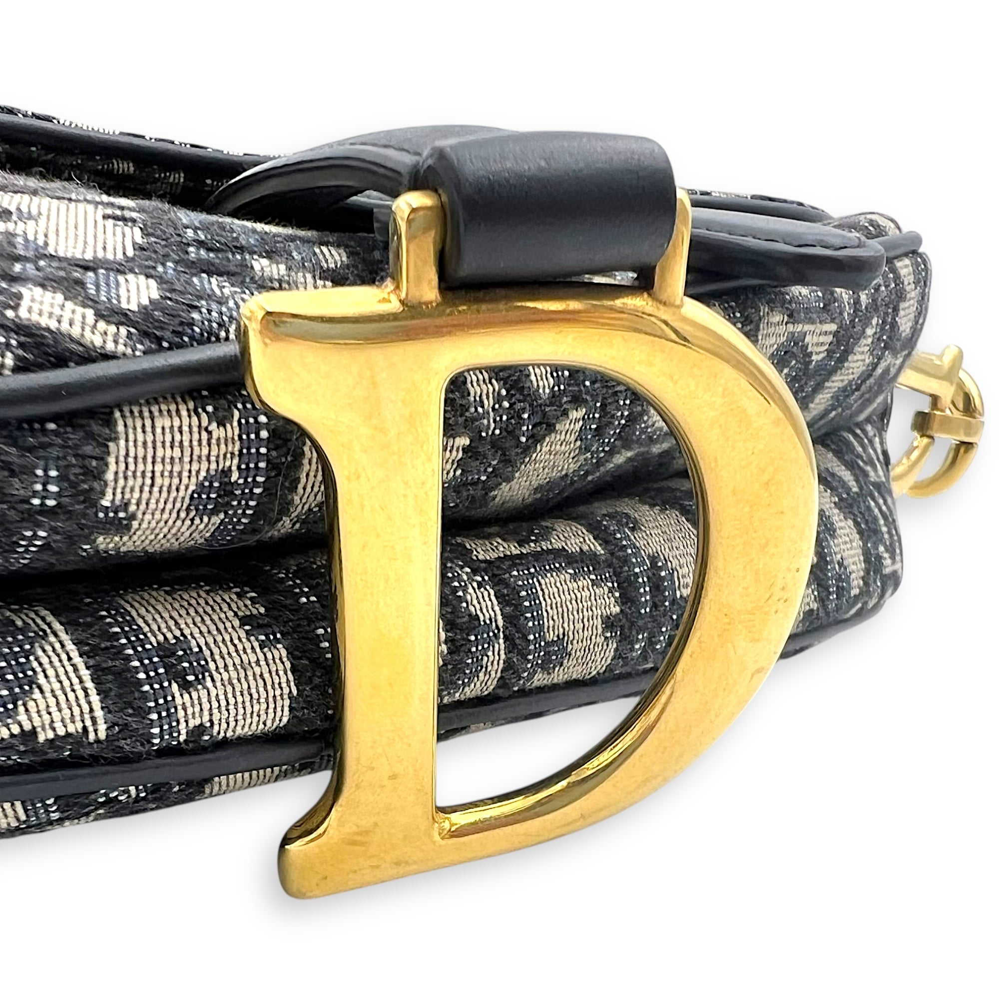 Dior Saddle Shoulder Bag Medium Blue in Jacquard, Gold hardware_7