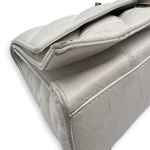 Balenciaga Crush Shoulder Bag White in Calfskin, Silver hardware_7