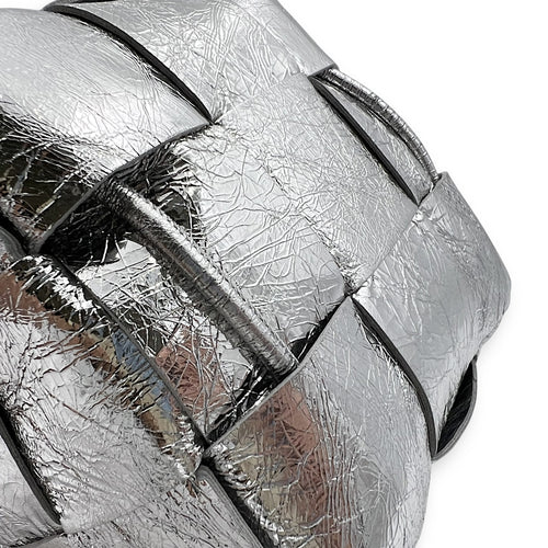 Bottega Veneta Cassette Backpack Silver in Calfskin, Silver hardware_7