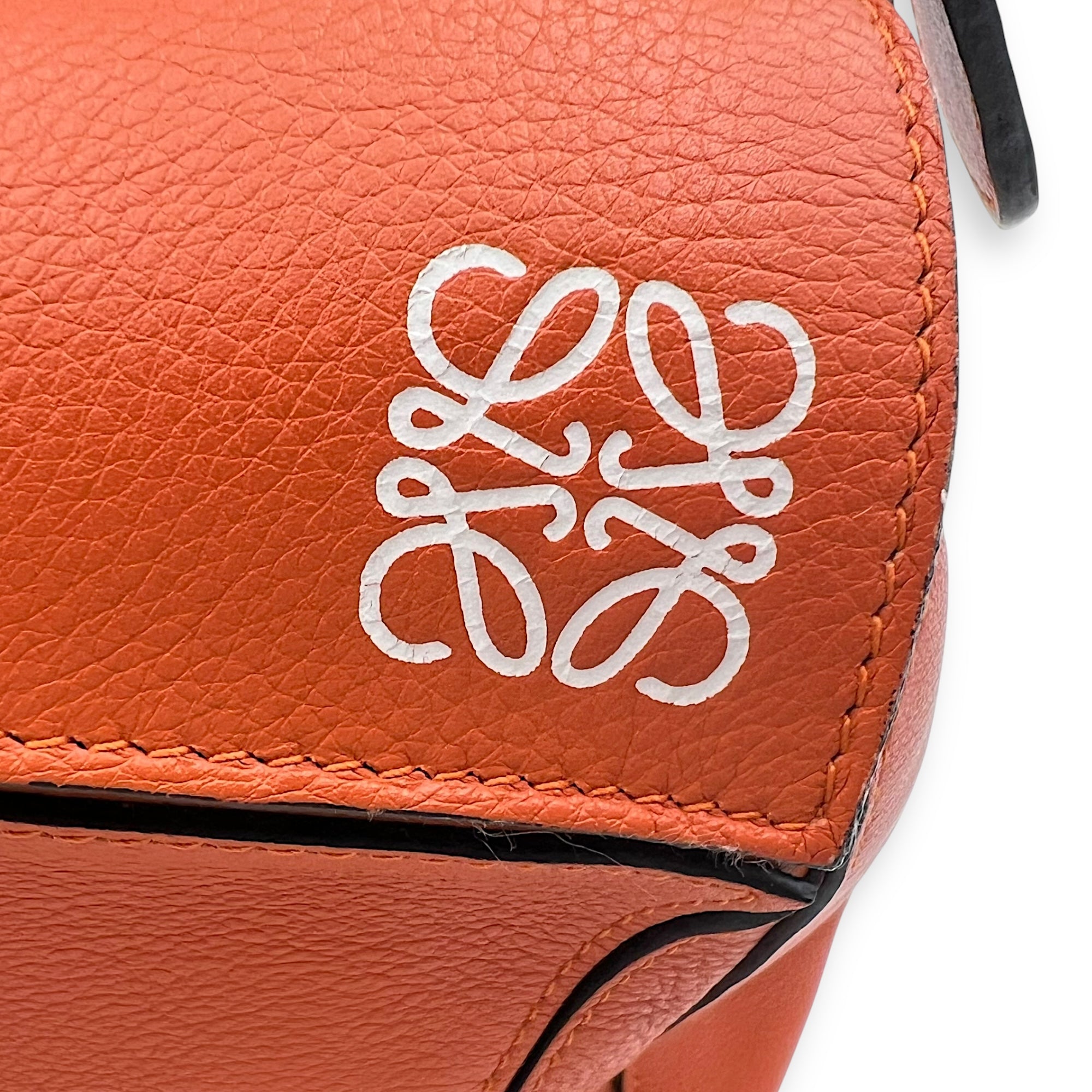 Loewe Puzzle Medium Orange Crossbody Bag in Calfskin, Silver hardware_7
