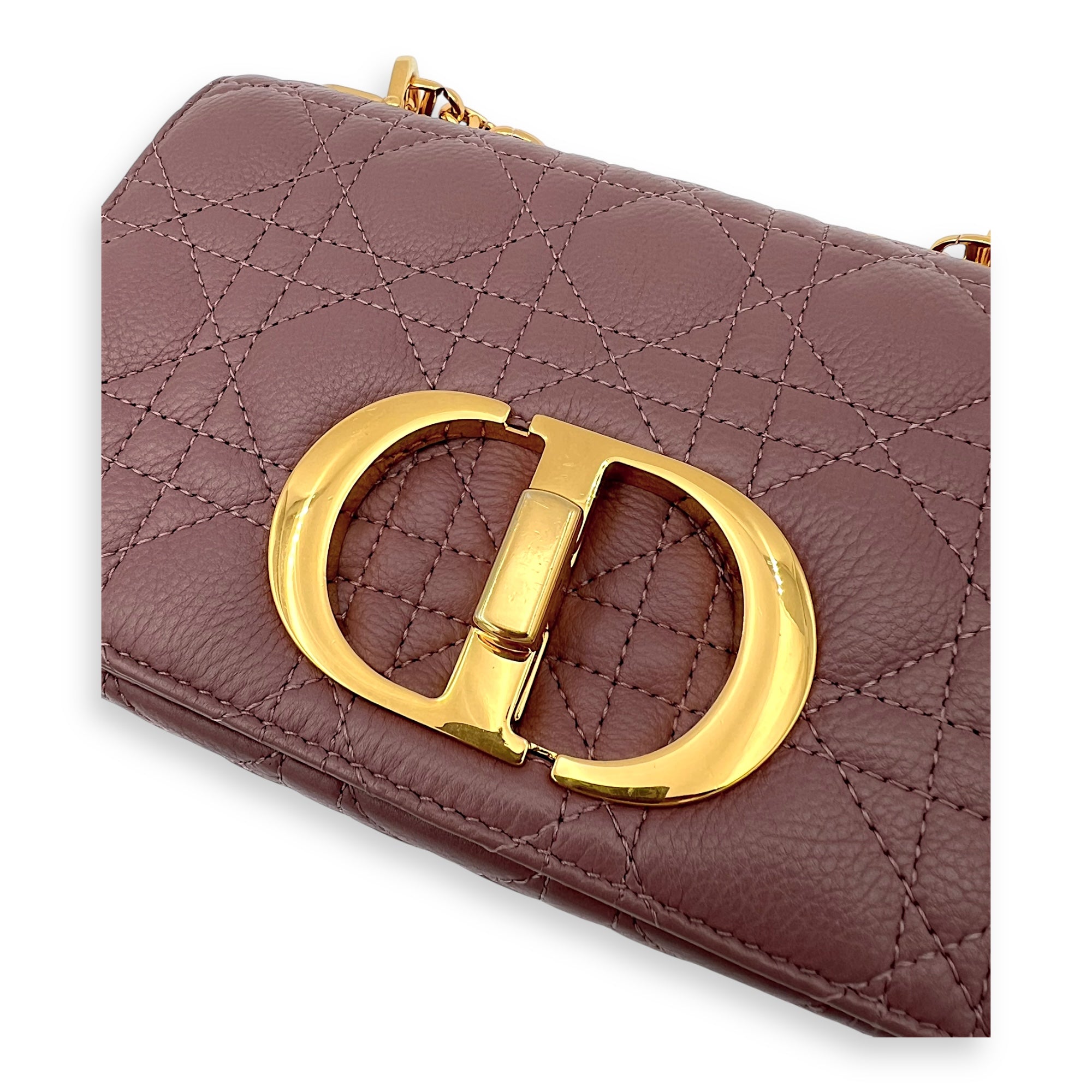 Dior Caro Shoulder Bag Purple in Calfskin, Gold hardware_5