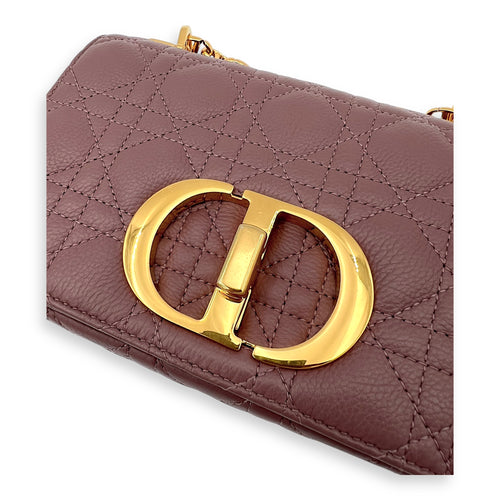 Dior Caro Shoulder Bag Purple in Calfskin, Gold hardware_5
