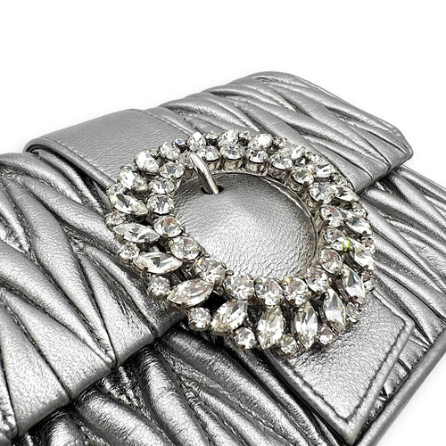 Miu Miu Matelassé Crossbody Bag Silver in Lambskin, Silver hardware_7