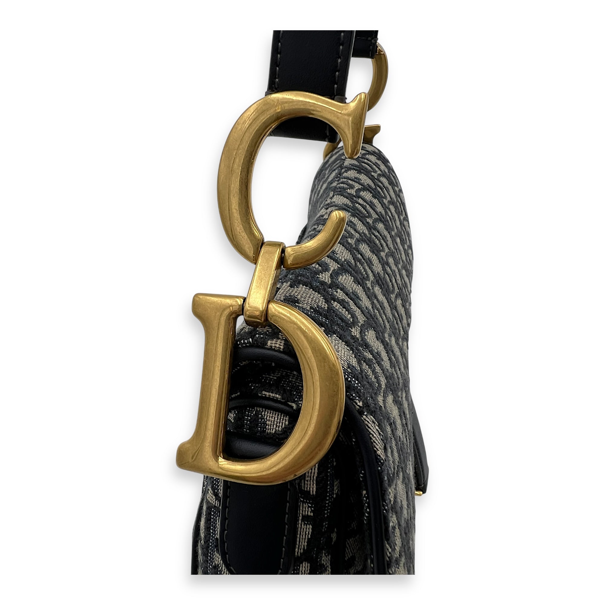 Dior Saddle Shoulder Bag Blue in Jacquard, Gold hardware_3