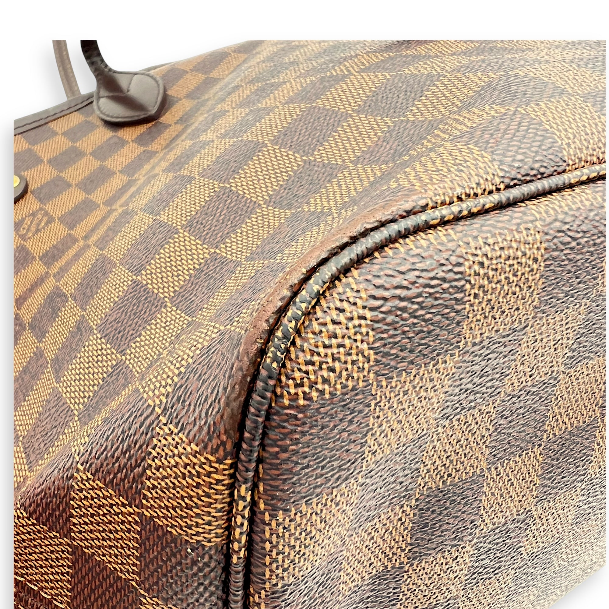 Louis Vuitton Neverfull Tote Bag Damier Ebene in Coated Canvas, Gold hardware_7
