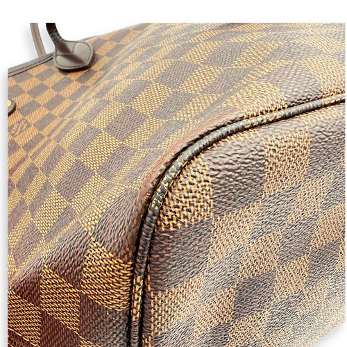 Louis Vuitton Neverfull Tote Bag Damier Ebene in Coated Canvas, Gold hardware_7