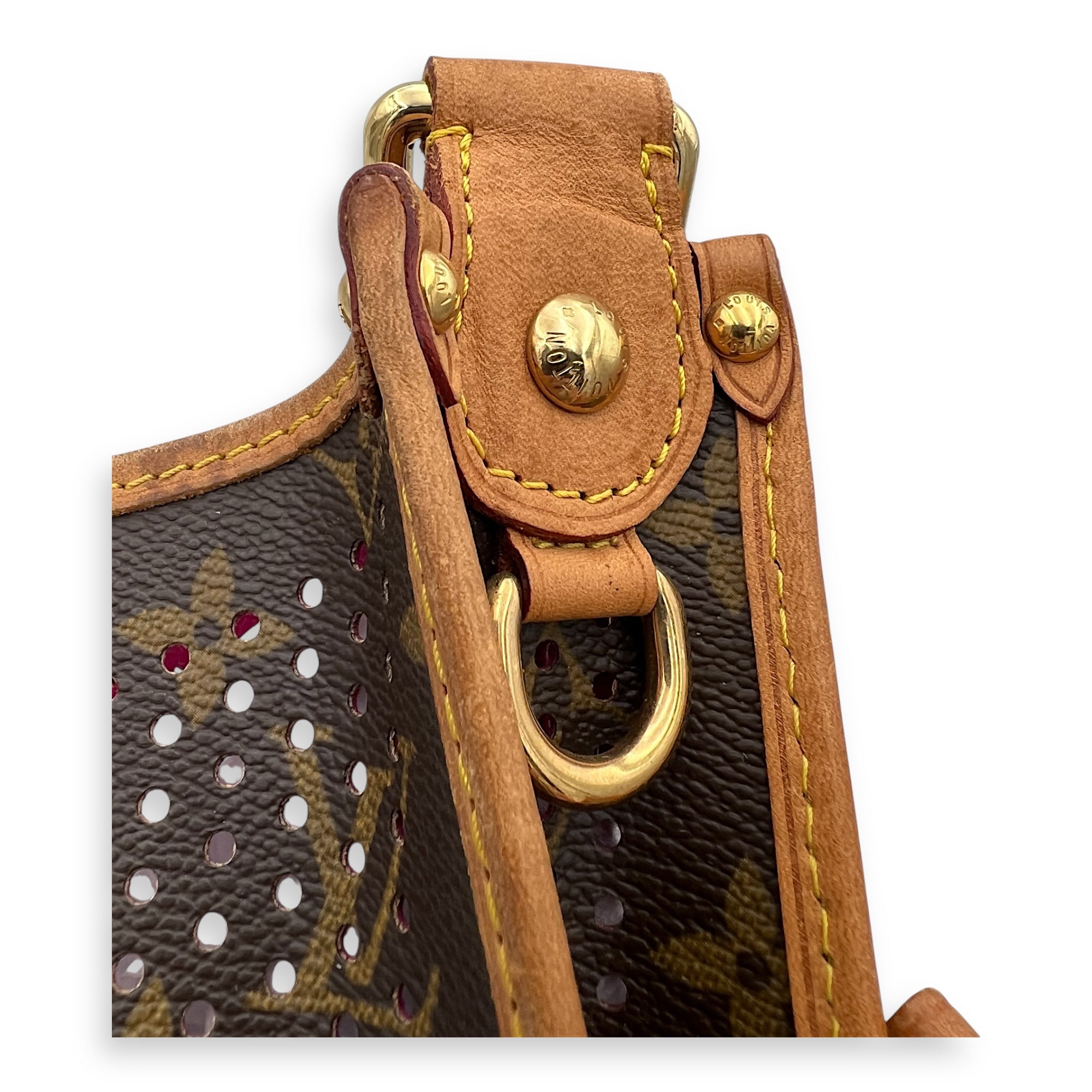 Louis Vuitton Perforated Musette Shoulder Bag Brown in Monogram Coated Canvas, Gold hardware_7