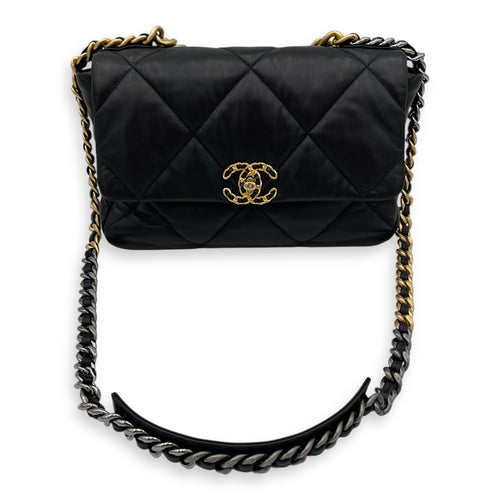 Chanel C19 Large Black Shoulder Bag in Lambskin, Mixed hardware_2