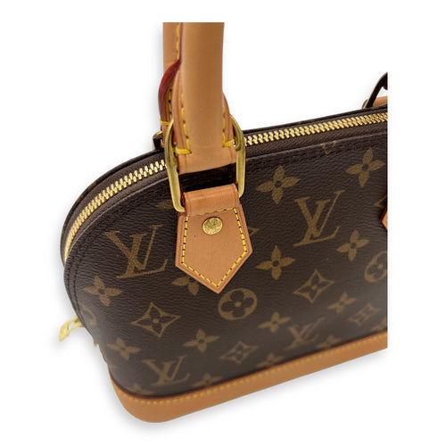 Louis Vuitton Alma BB Brown Top Handle Bag in Monogram Coated Canvas, Gold hardware_5