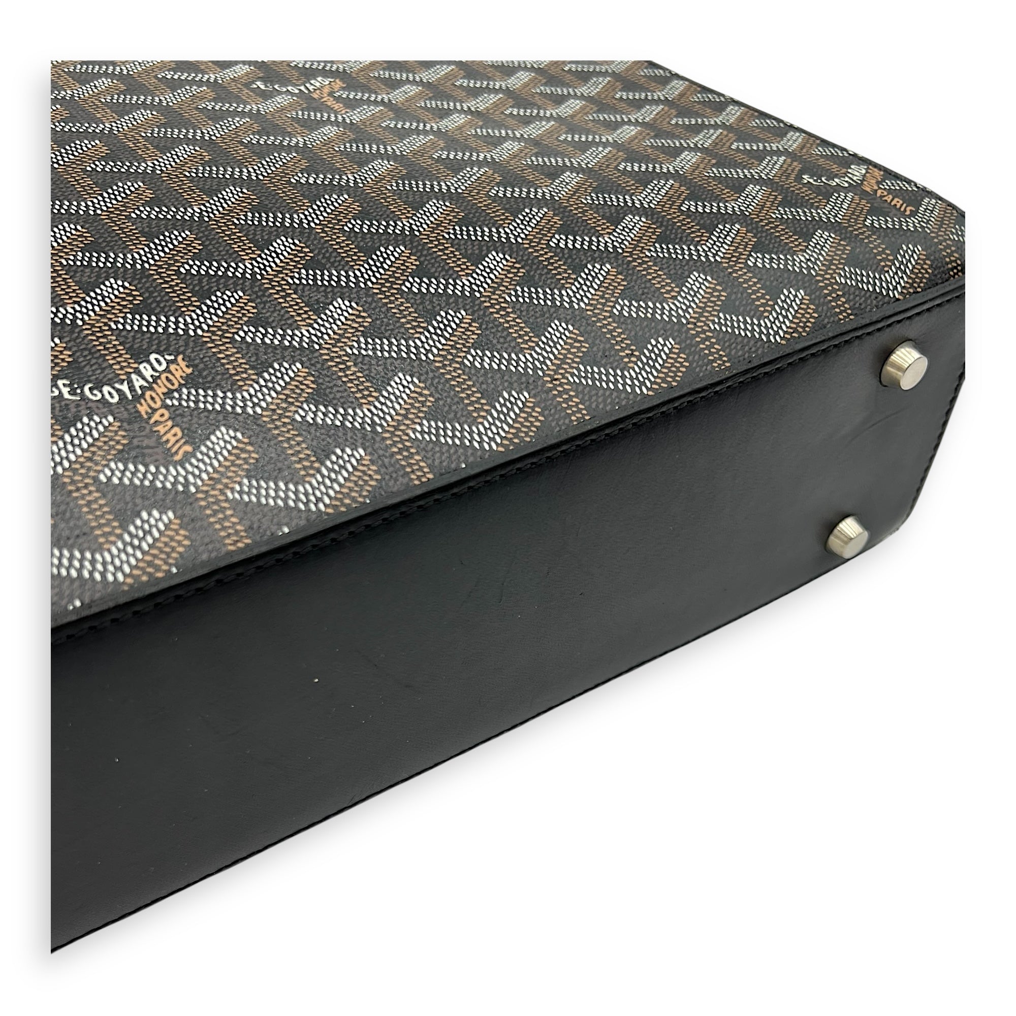 Goyard Comores Tote Bag Black in Coated Canvas, Silver hardware_10