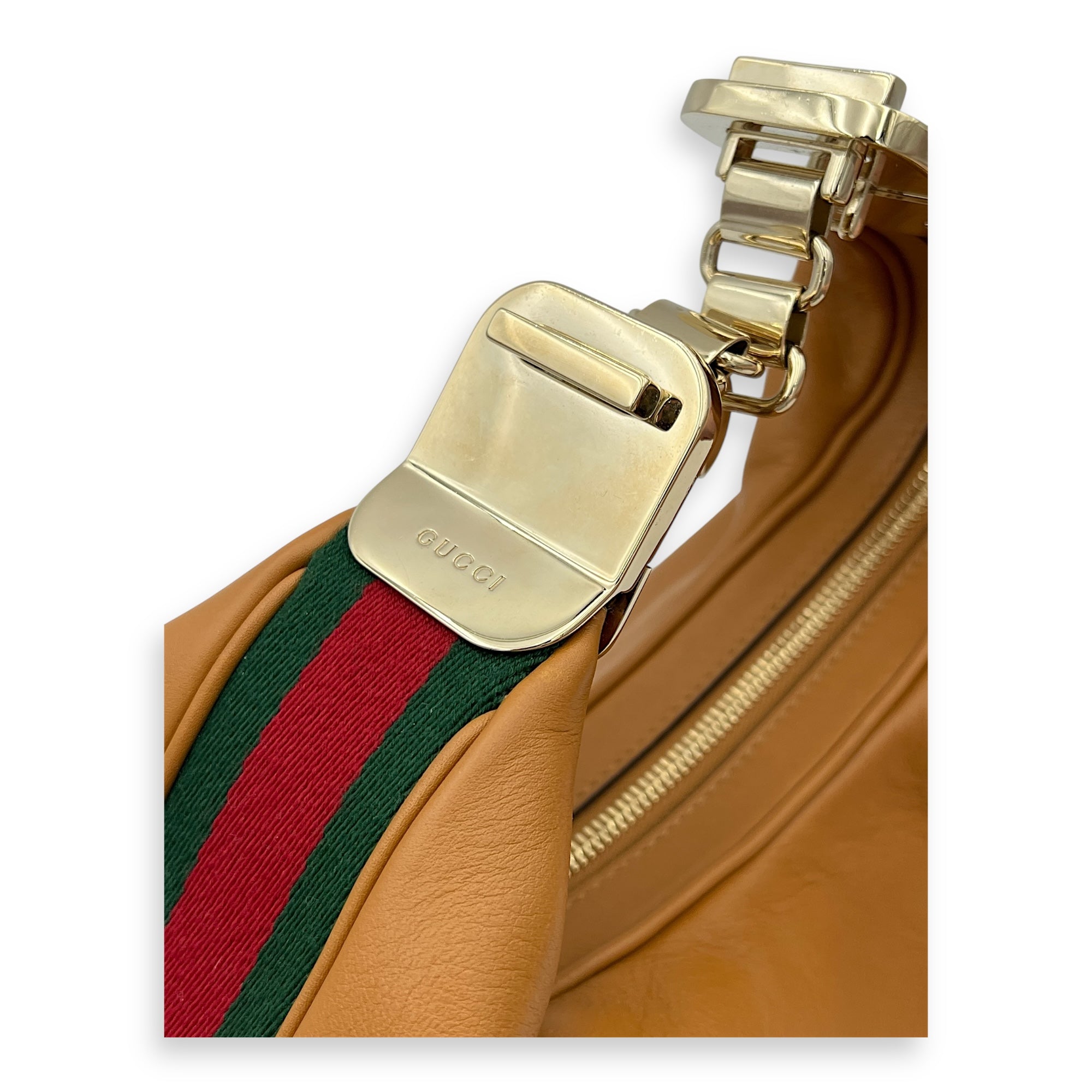 Gucci Attache Shoulder Bag Brown in Calfskin, Gold hardware_5