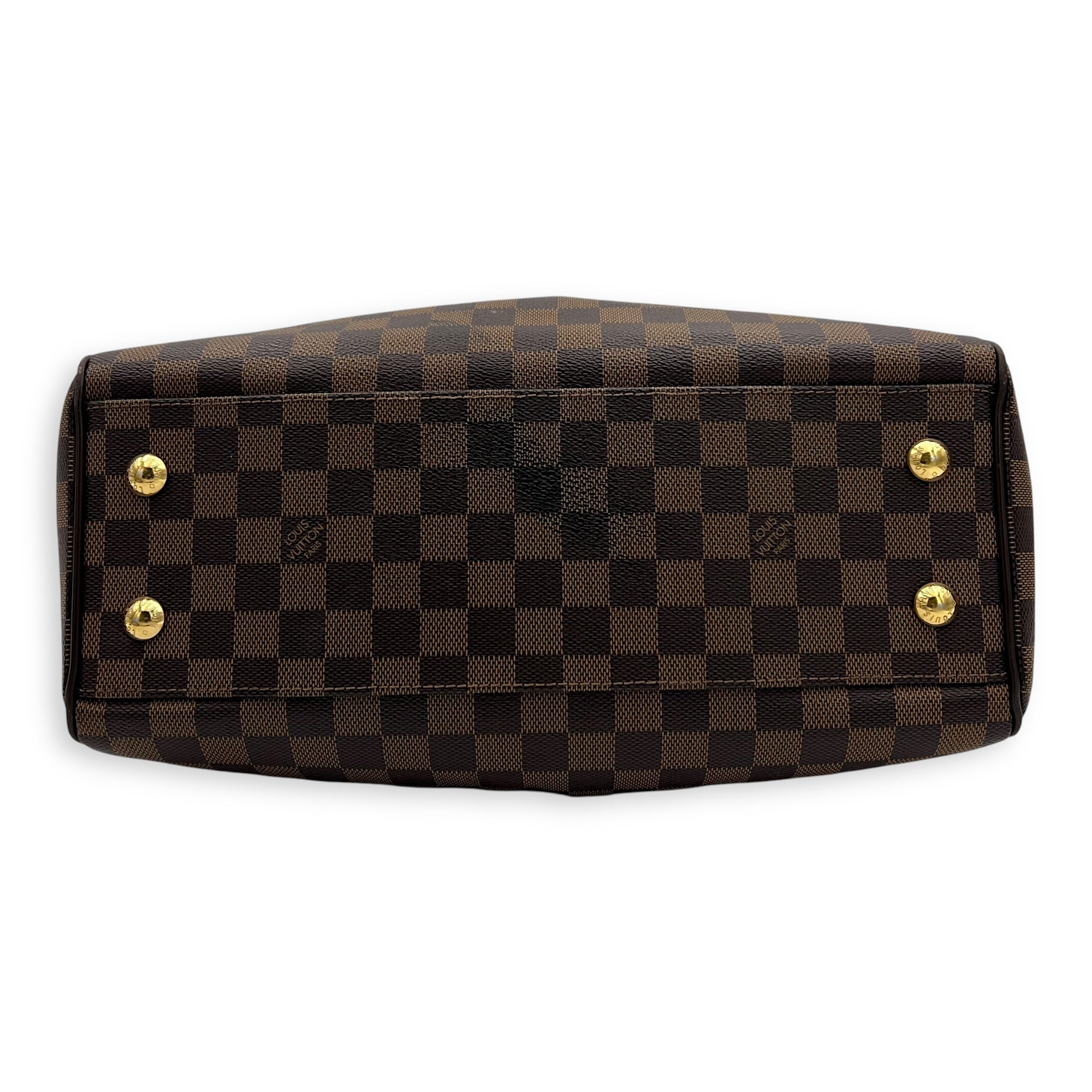 Louis Vuitton Trevi PM Damier Ebene Top Handle Bag in Coated Canvas, Gold hardware_5