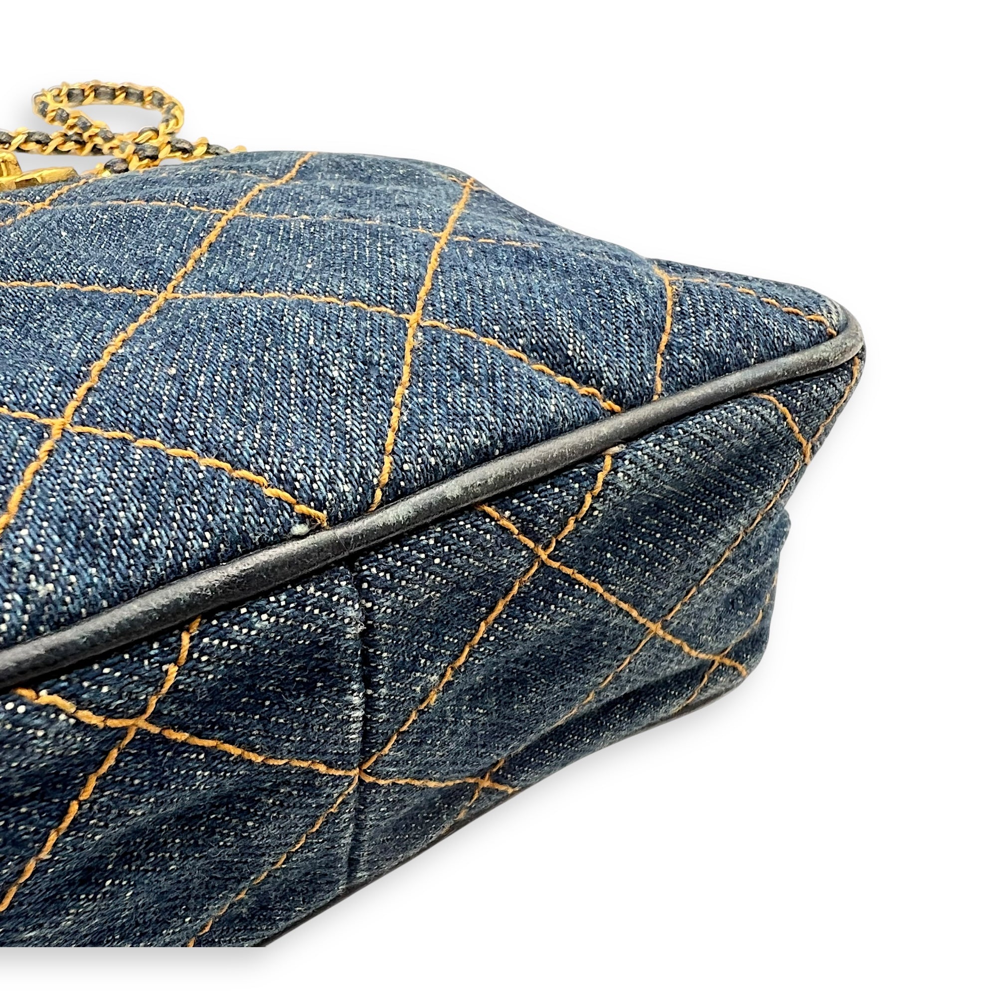 Chanel Denim CC Quilted Turnlock Crossbody Bag Blue in Denim, Gold hardware_7