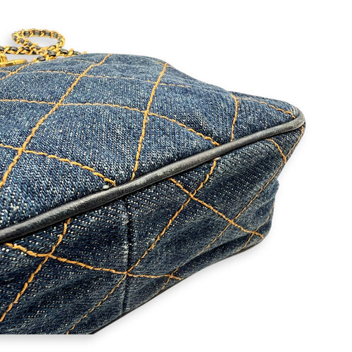Chanel Denim CC Quilted Turnlock Crossbody Bag Blue in Denim, Gold hardware_7