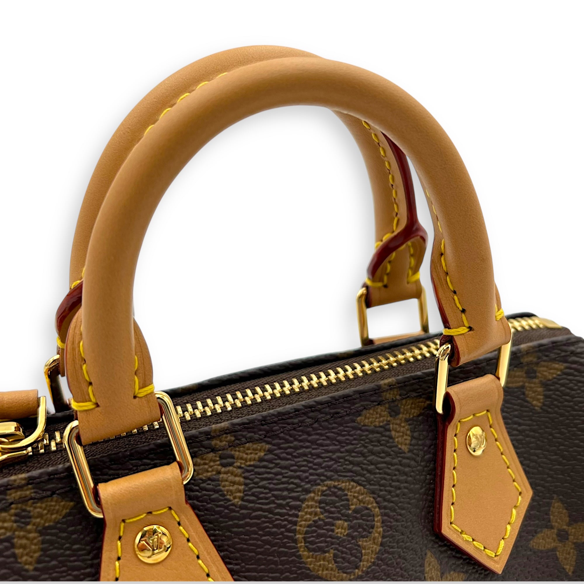 Louis Vuitton Speedy Top Handle Bag Nano Brown in Monogram Coated Canvas, Gold hardware_7