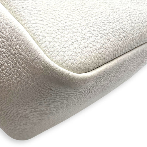 Prada Logo Tote Bag White in Soft Grained Calfskin, Silver hardware_7