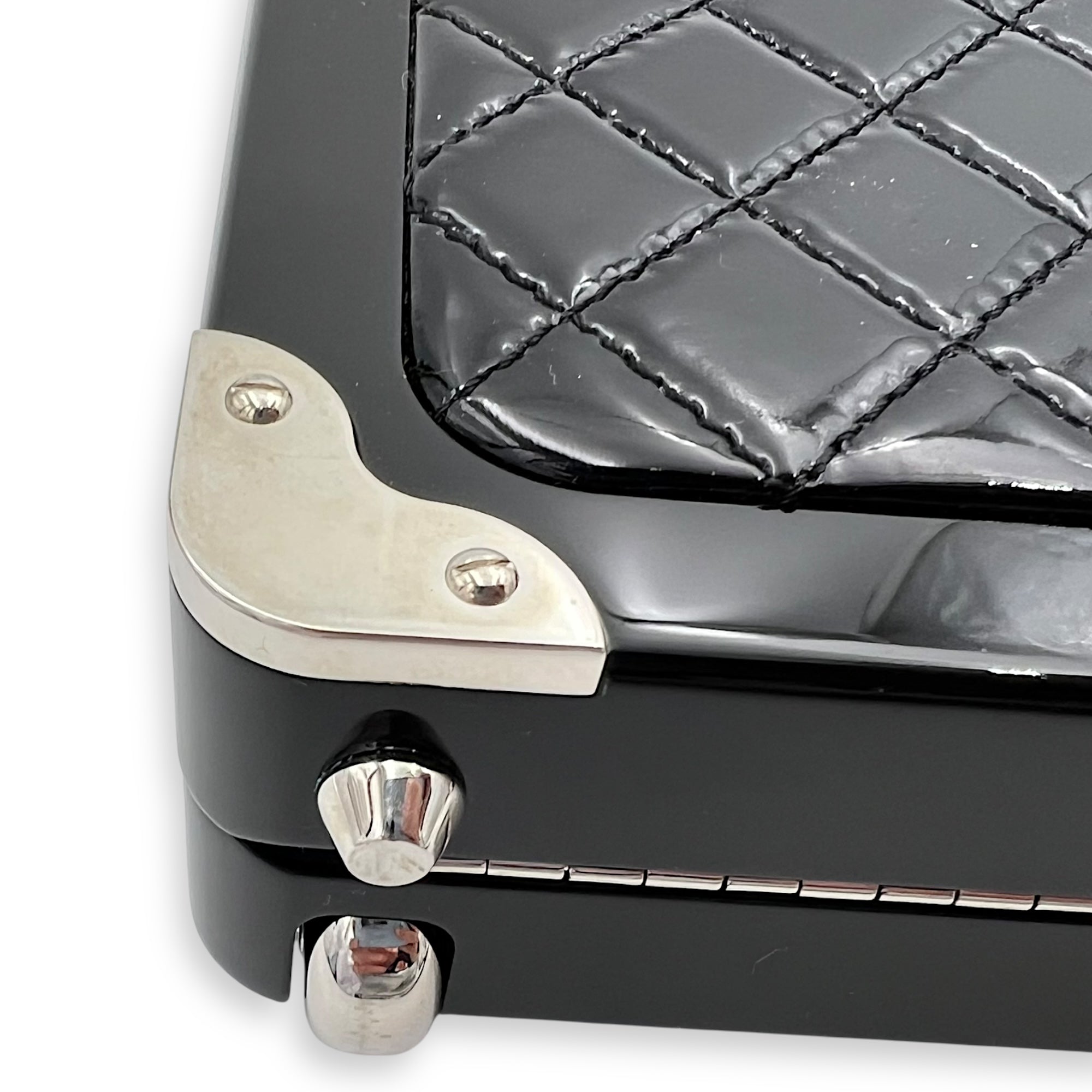 Chanel Minaudiere Trolley Black Clutch in, Silver hardware_7