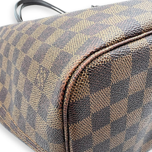 Louis Vuitton Neverfull MM Damier Ebene Tote Bag in Coated Canvas, Gold hardware_7