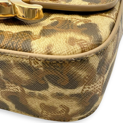 Celine Claude Mini Brown Crossbody Bag in Coated Canvas, Gold hardware_7