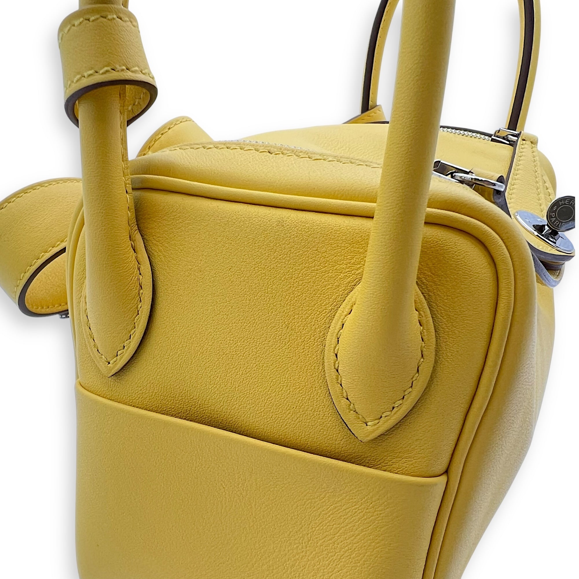 Hermès Mini Lindy Yellow in Swift, Palladium hardware_7