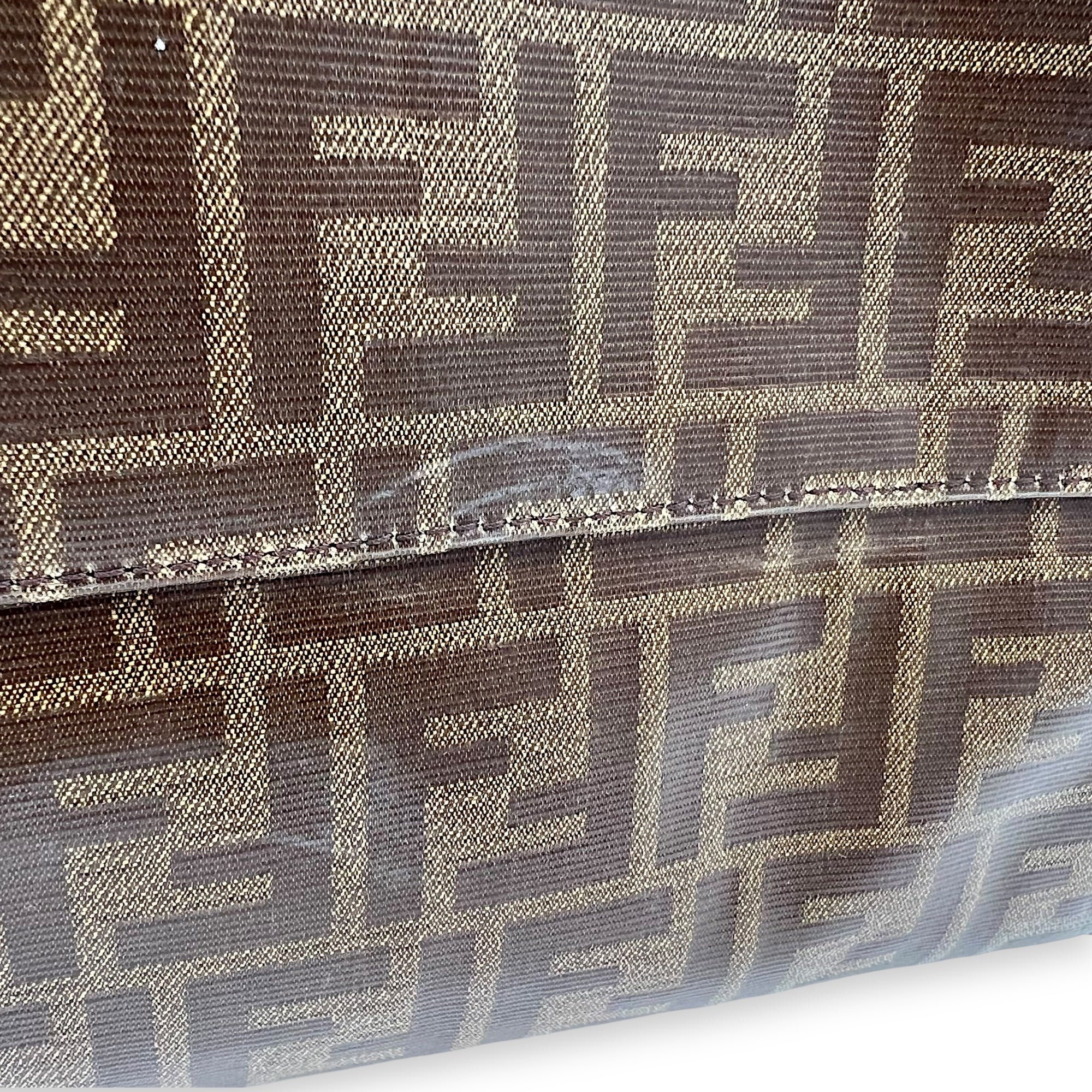 Fendi FF x Fila Tote Bag Brown in Coated Canvas, Gold hardware_7