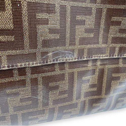 Fendi FF x Fila Tote Bag Brown in Coated Canvas, Gold hardware_7