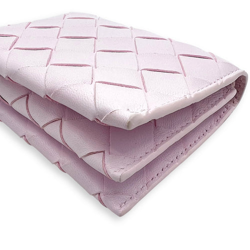 Bottega Veneta Intrecciato Pink Wallet in Lambskin, Gold hardware_7