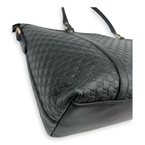 Gucci GG Tote Bag Black in Guccissima Leather, Gold hardware_3