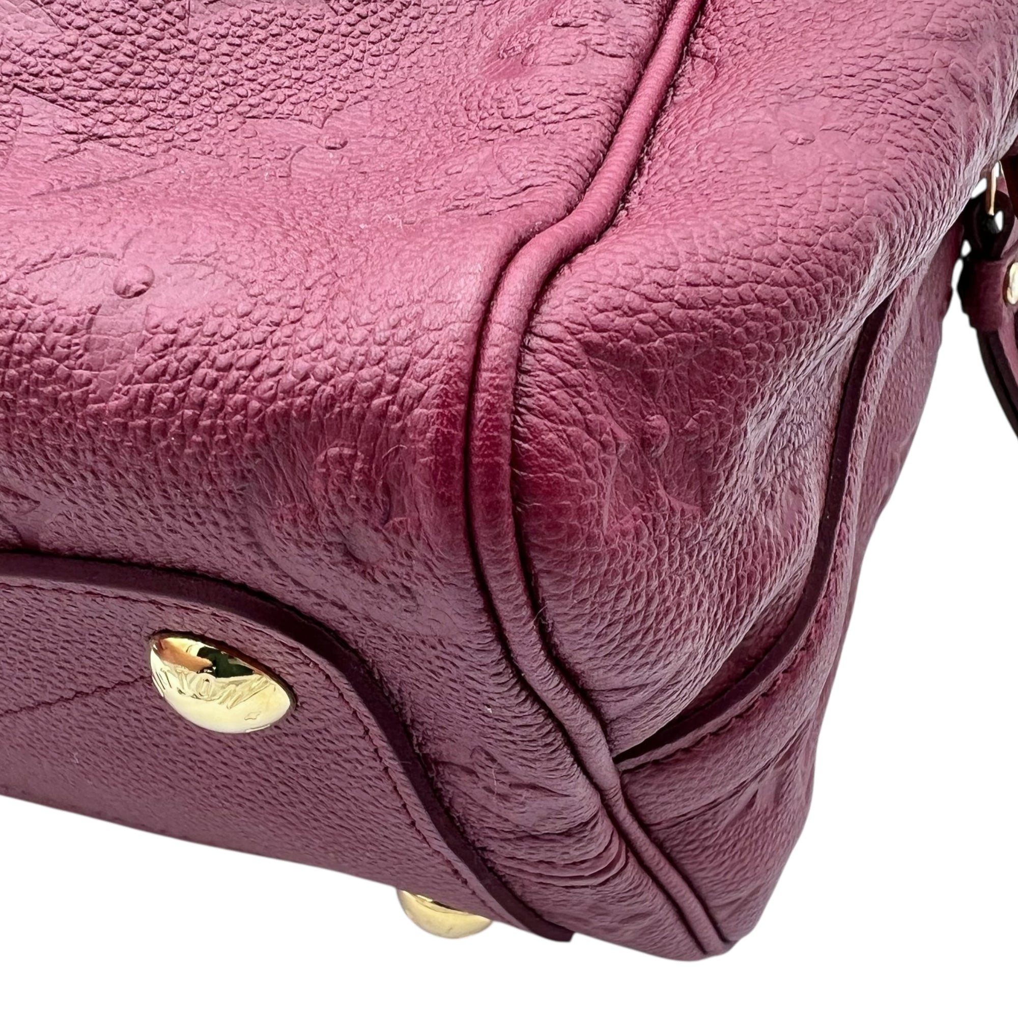 Louis Vuitton Speedy Bandouliere Top Handle Bag Red in Monogram Empreinte Leather, Gold hardware_7