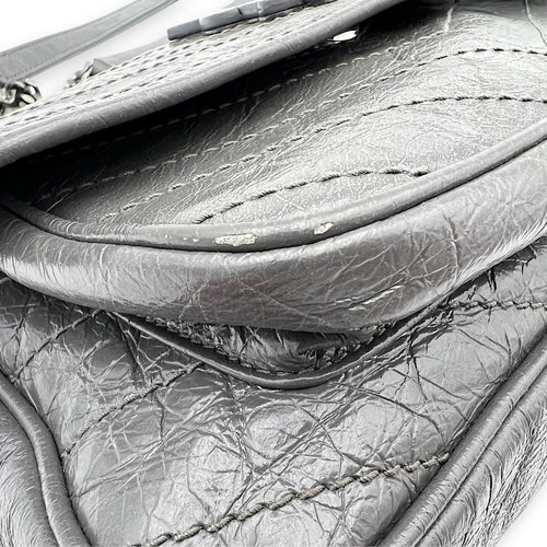 Saint Laurent Niki Shoulder Bag Grey in Calfskin, Ruthenium hardware_7