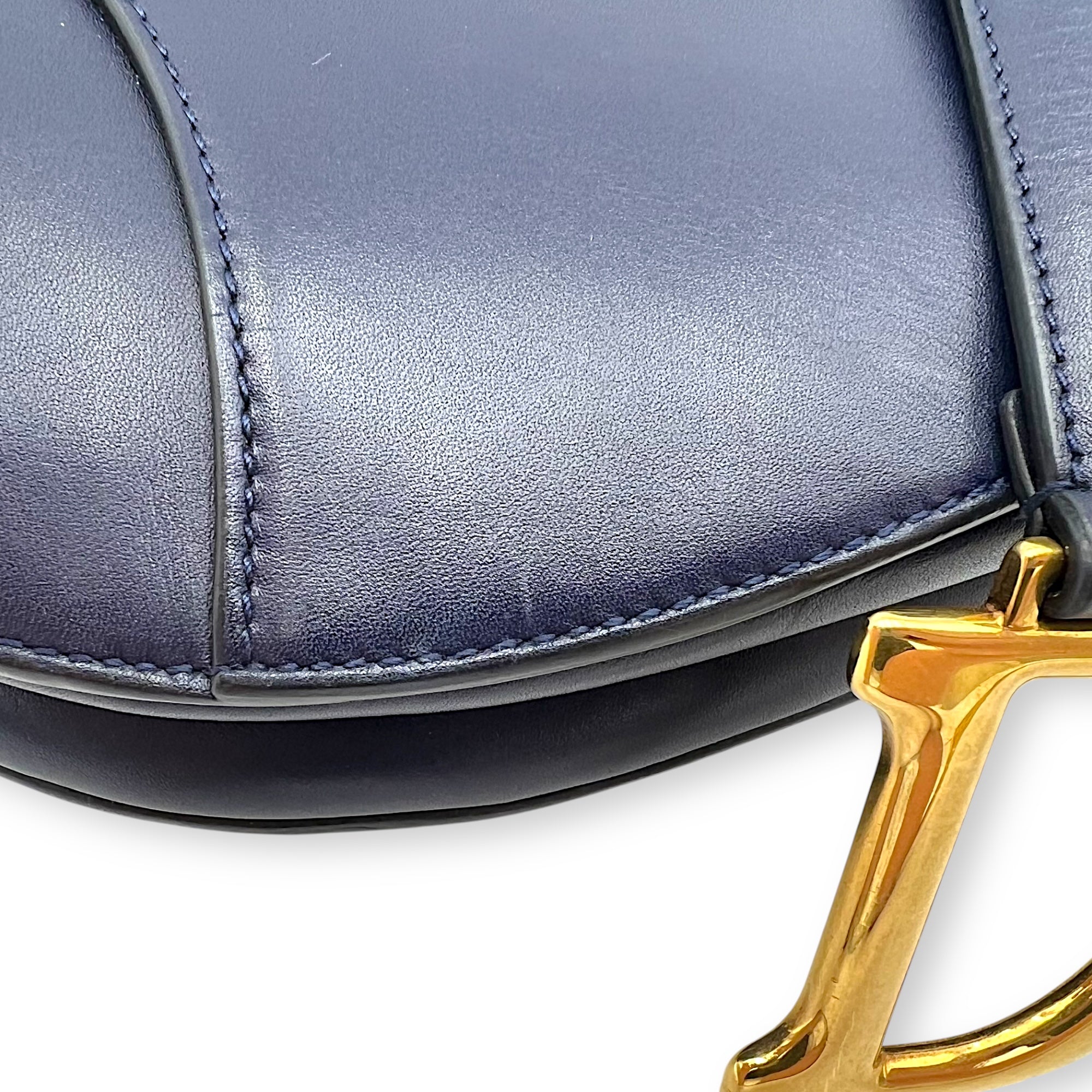 Dior Saddle Shoulder Bag Blue in Calfskin, Gold hardware_7