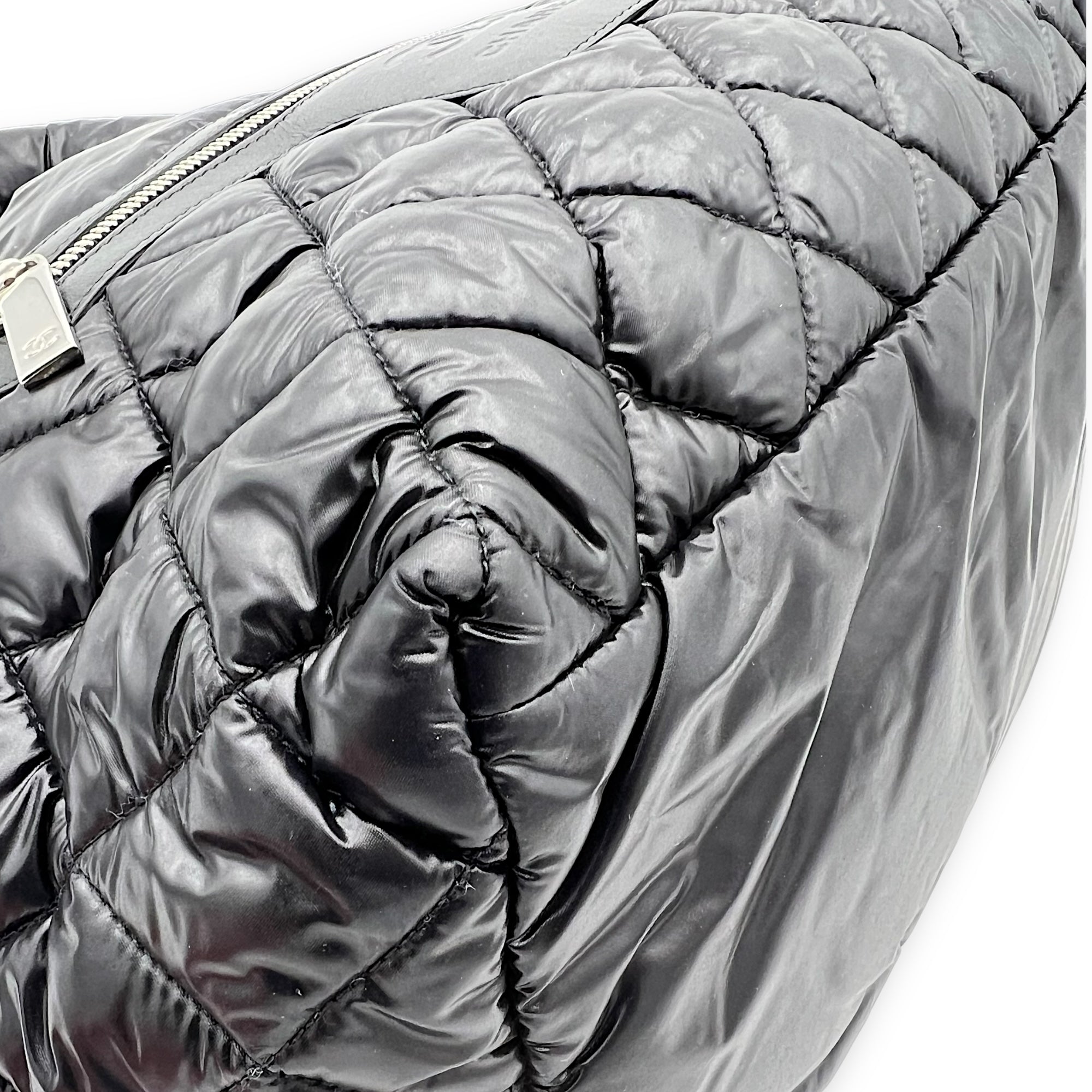Chanel Coco Cocoon Tote Bag Black in Nylon, Silver hardware_7