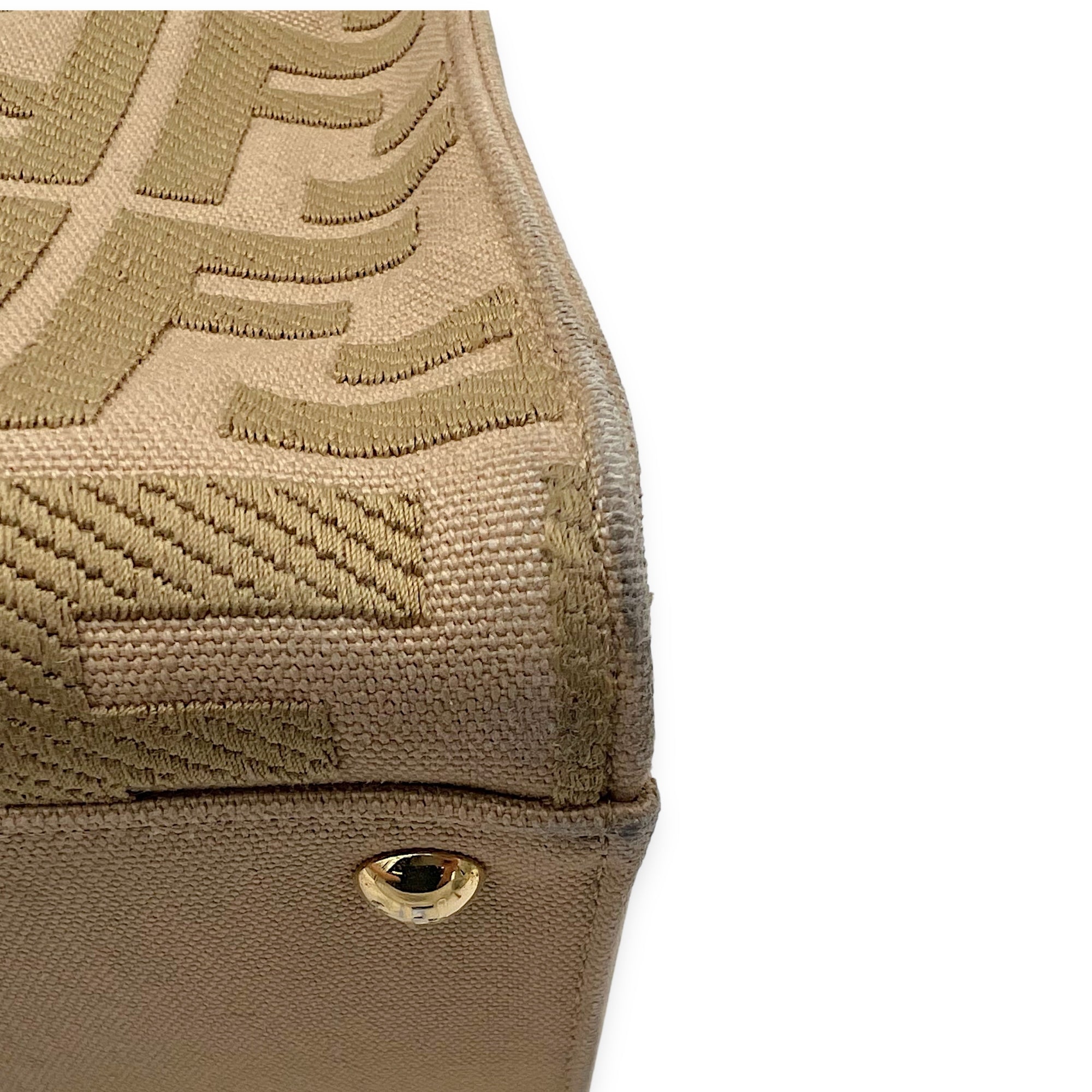 Fendi Peekaboo Brown Top Handle Bag in Canvas, Gold hardware_7