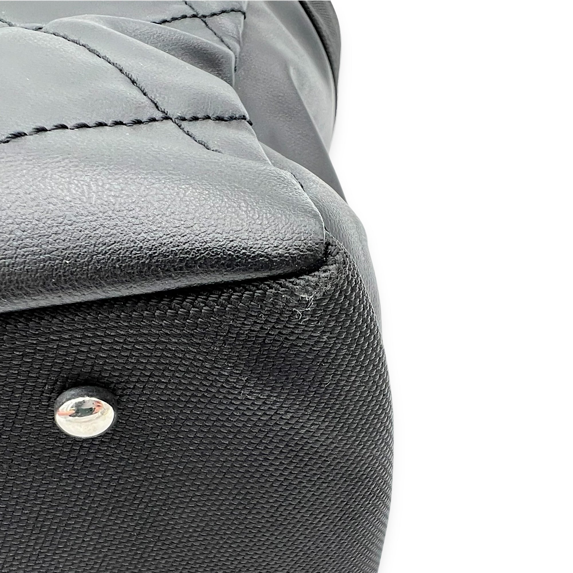 Chanel Paris Biarritz Tote Bag Black in Coated Canvas, Silver hardware_7