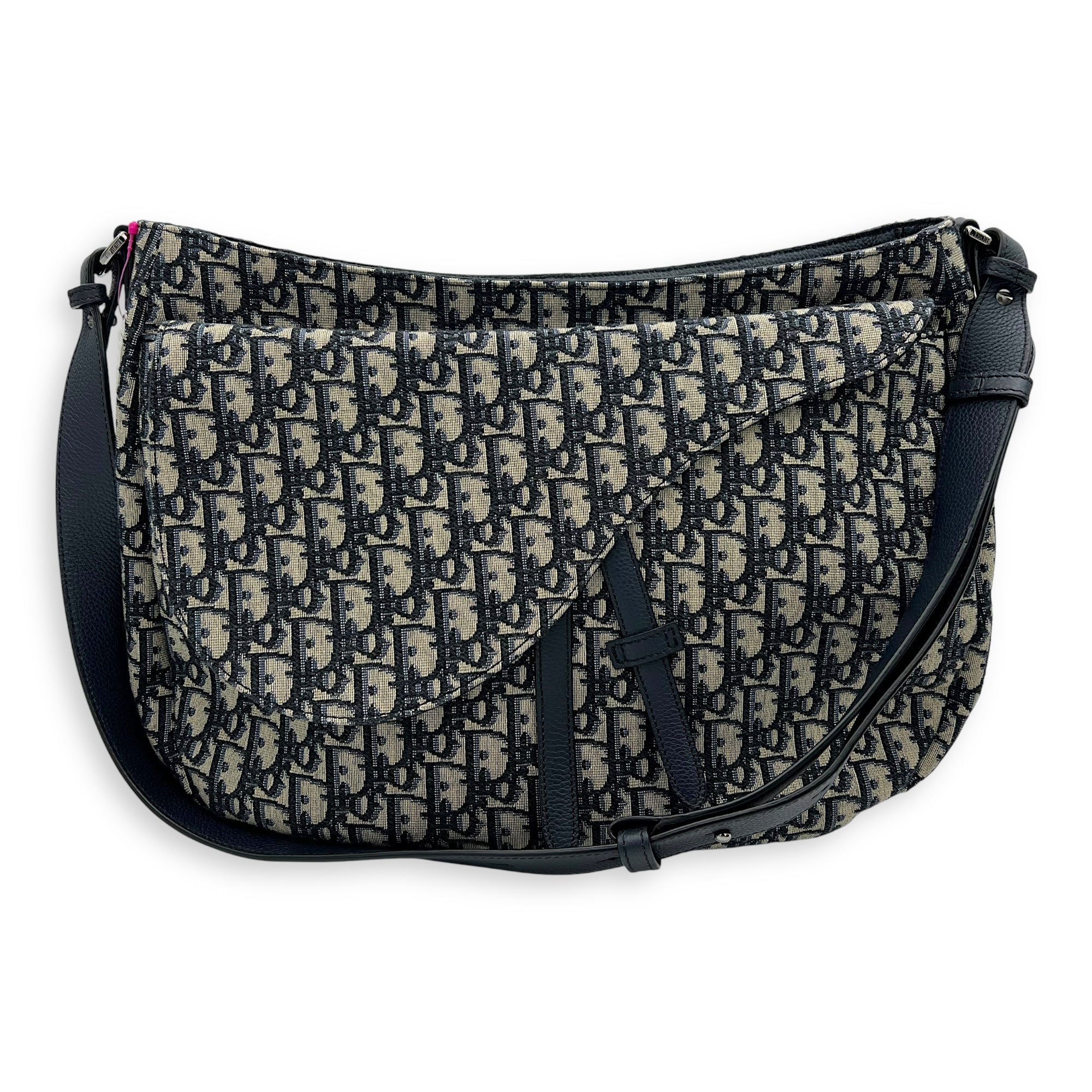 Dior Soft Saddle Hobo Blue Shoulder Bag in Jacquard, Silver hardware_5