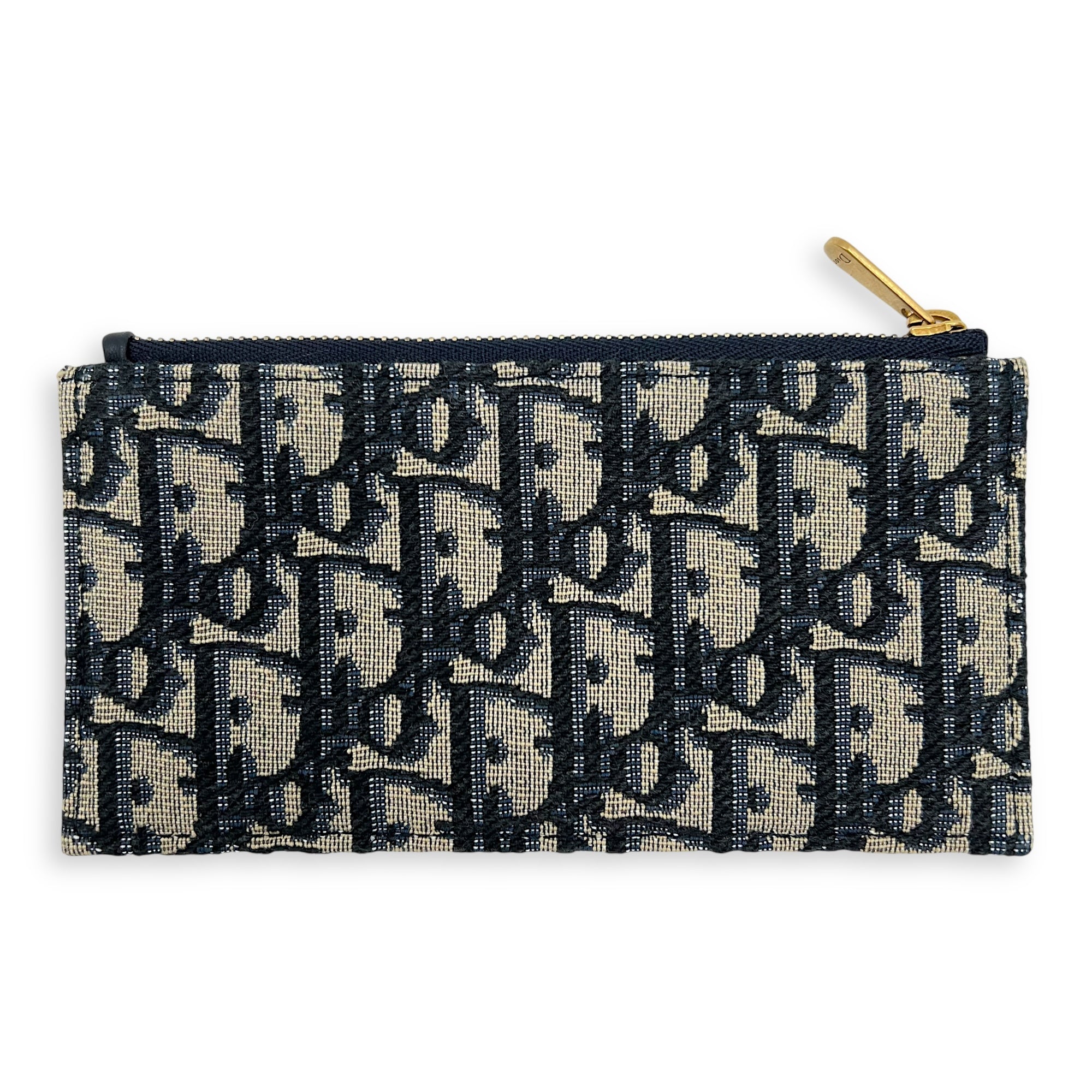 Dior Saddle Blue Wallet On Chain in Jacquard, Gold hardware_5