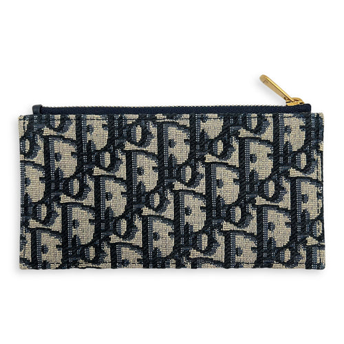 Dior Saddle Blue Wallet On Chain in Jacquard, Gold hardware_5