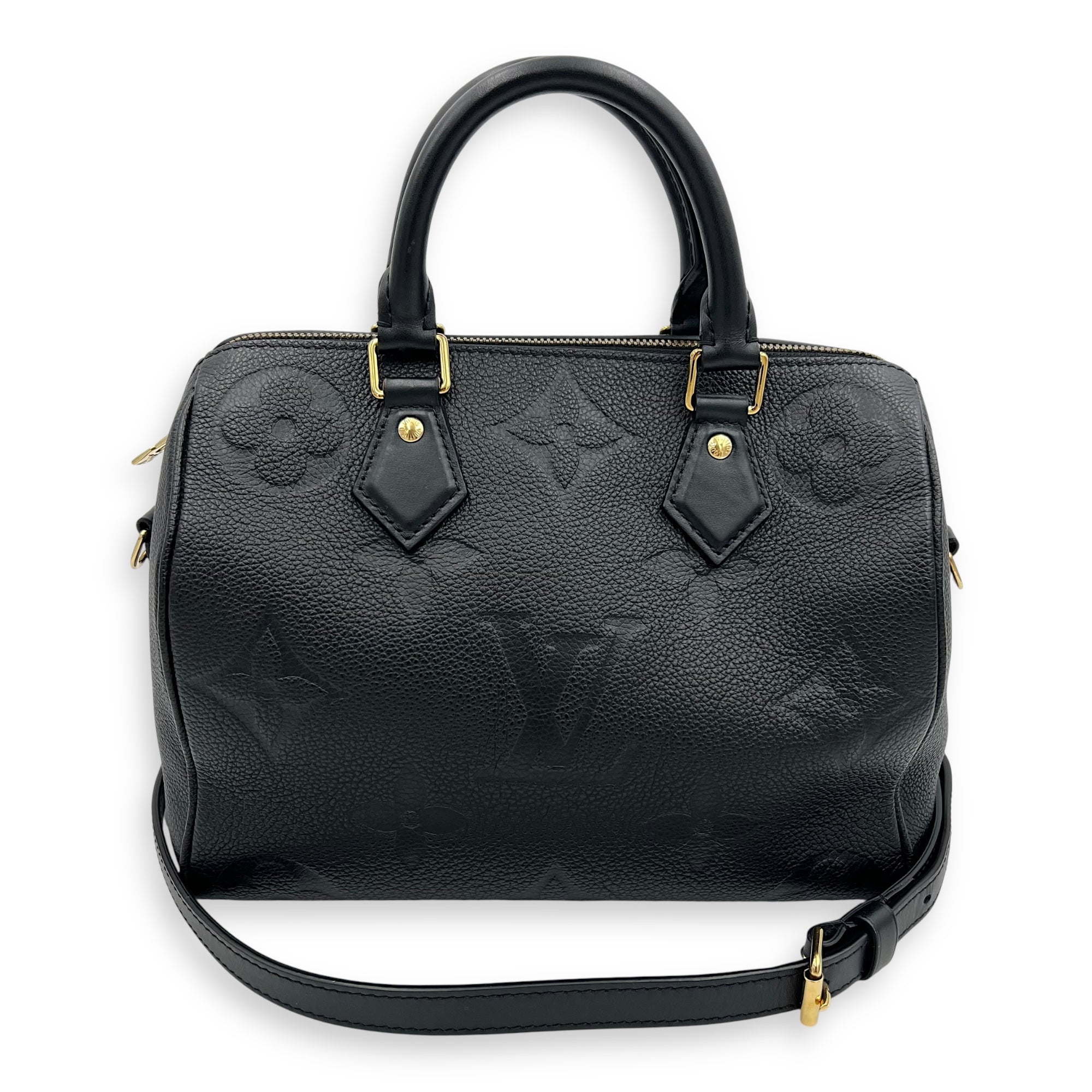 Louis Vuitton Speedy Bandouliere Top Handle Bag Black in Monogram Empreinte Leather, Gold hardware_5