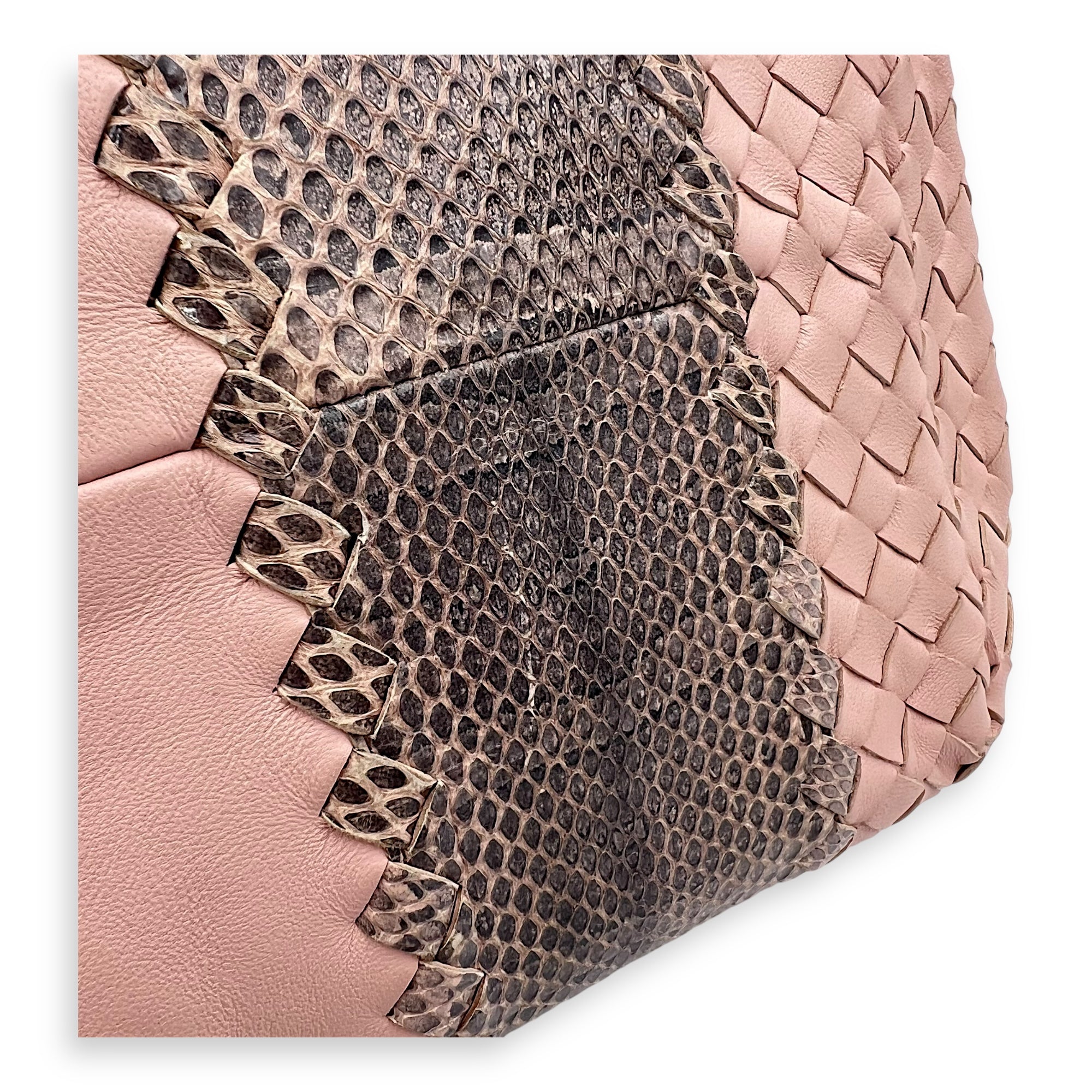 Bottega Veneta Intrecciato Top Handle Bag Pink in Lambskin, Gunmetal hardware_7